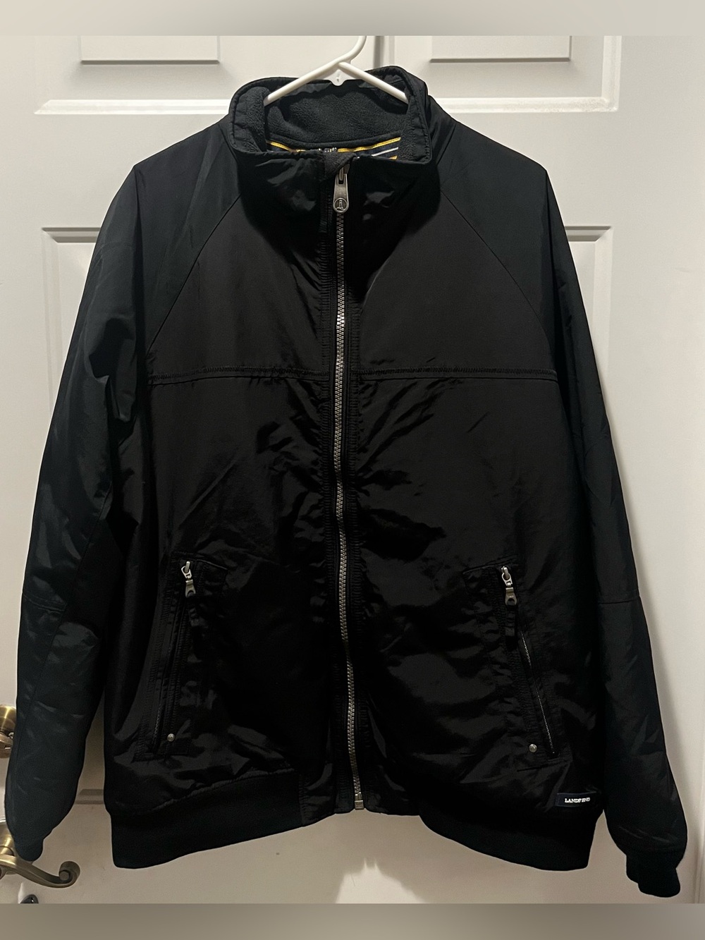 Men's Black Zip-Up Lands End Squall Jacket - Lightweight Everyday Coat